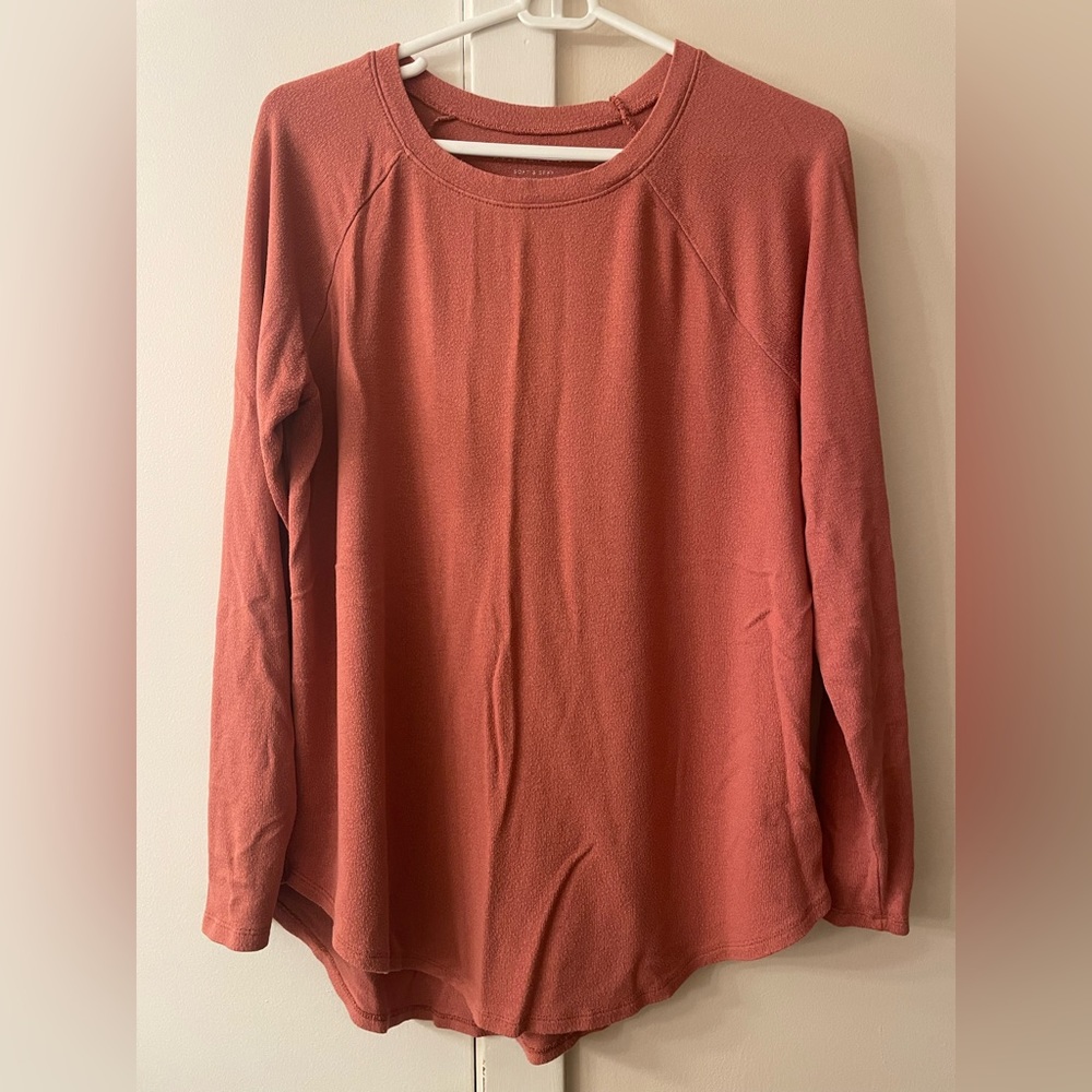 American Eagle Soft & Sexy Plush long sleeve shirt, rust, medium